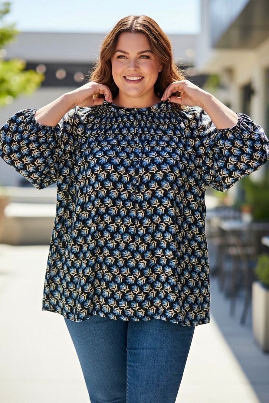 NWT Croft & Barrow Women's Plus Size 4X Floral Pullover Blouse Long Sleeve